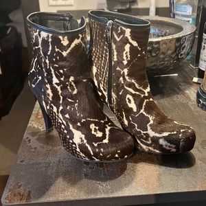 Hand crafted Ankle calf skin leopard print boots by Rockwell Tharp